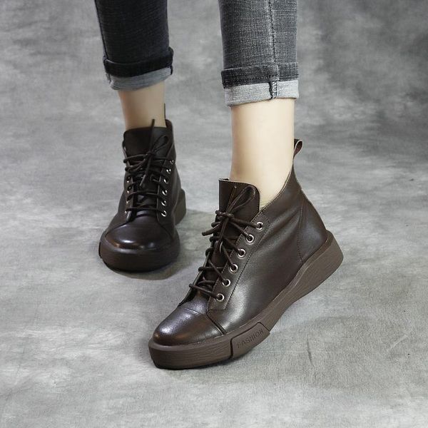 

boots ankle women leather flat heels autumn shoes black casual sneaker handmade genuine soft motorcycle shoe