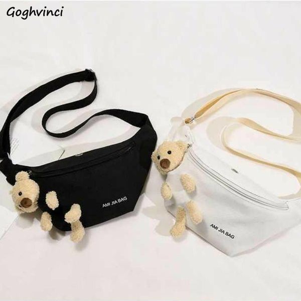 

women waist packs solid ins bear designed kawaii womens korean style all-match cross body leisure korean style bum bag harajuku