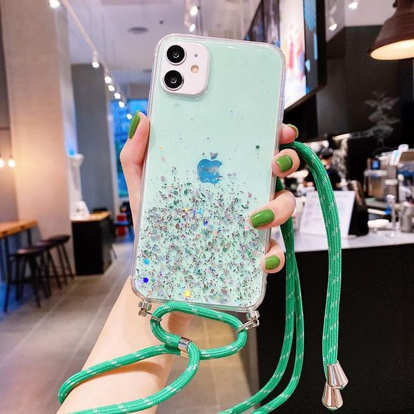 

for huawei p smart 2021 case glitter lanyard strap cord chain shell cover on huawei p smart z 2021 2020 20 qylvbk