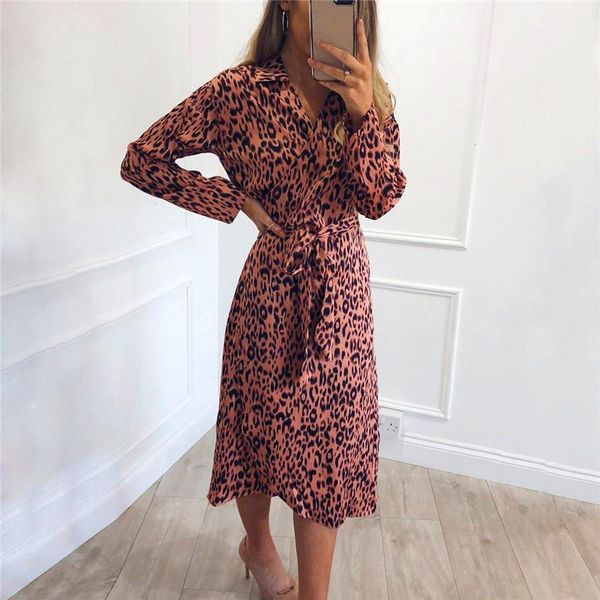 

women leopard dress 2019 bandage party long dresses vintage long sleeve beach chiffon dress sundress vestidos de fiesta, Black;gray