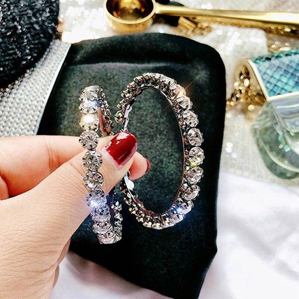 

Fashion Hoop Big Circle Earrings For Women Temperament Simple Geometric Round Earrings Exaggerated Jewelry, Golden;silver