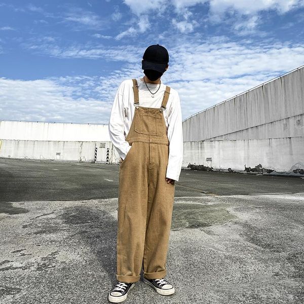 

men's jeans men loose casual straight bib overalls denim pants male women streetwear hip hop vintage couple jumpsuit trousers, Blue