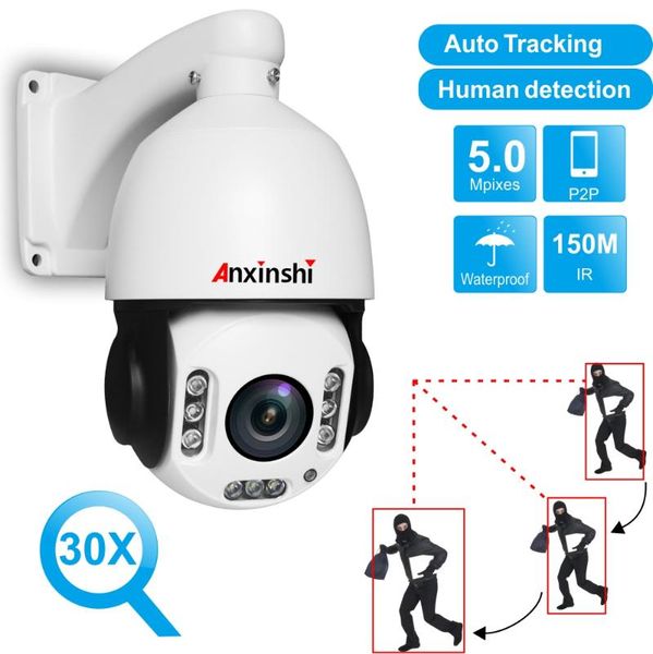 

cameras 5 megapixel ip ptz camera with automatic tracking and detection of human body shape sound light alarm outdoor cctv