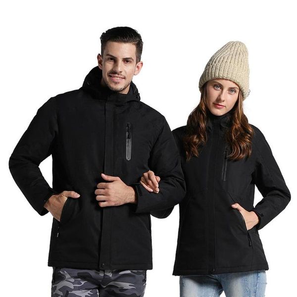 

winter usb charging heating jacket waterproof ski coat, Blue;black