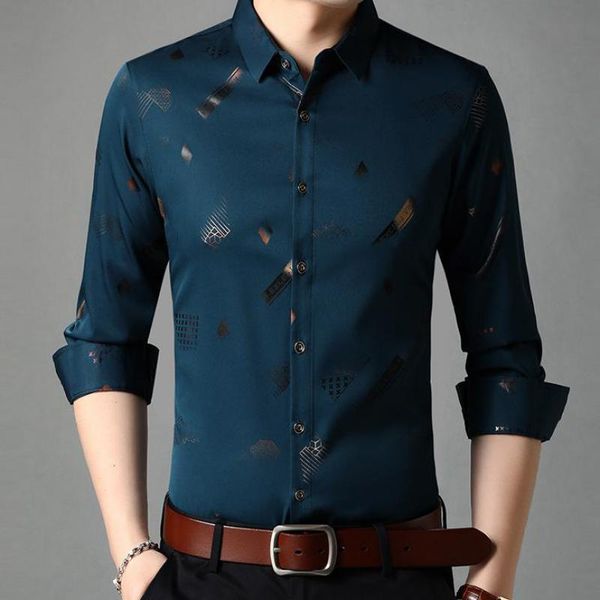 

men stretch blends turn-down collar gold shiny shirts korean style plus size mens clothing cardinal work shirts blouses large, White;black