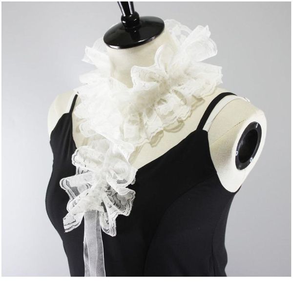 

white ruffles lace rim fake collar detachable necklace choker with strap decor white qylzfa, Blue;red