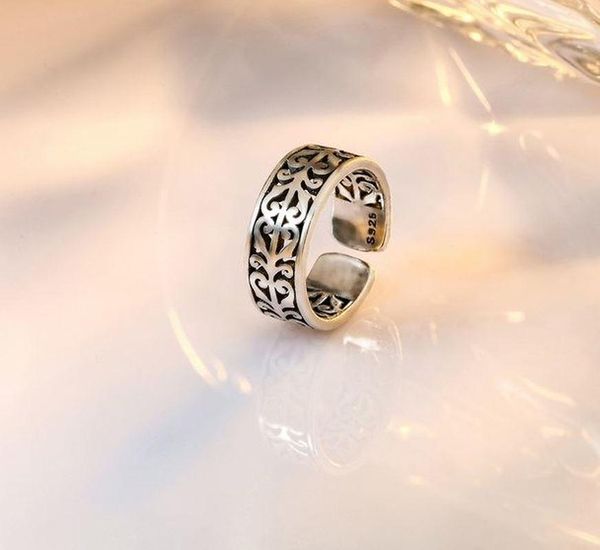 

2020 New Retro Wild Do Old Personality Fashion Geometric Fashion Sweet Ring Chain Opening Vintage Old Thai Silver Ring1, Golden;silver