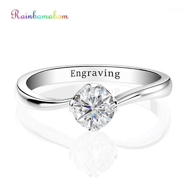 

cluster rings rainbamabom 925 sterling silver created moissanite wedding engagement gemstone diamonds white gold ring fine jewelry wholesale, Golden;silver