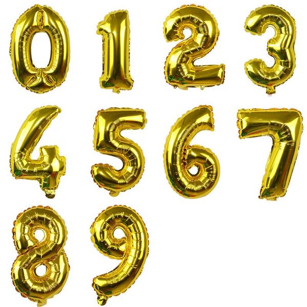 

32inch золото серебро количество фольга воздушные шары digital air balloons с днем рождения свадебные украшения письмо воздушные шары для ве