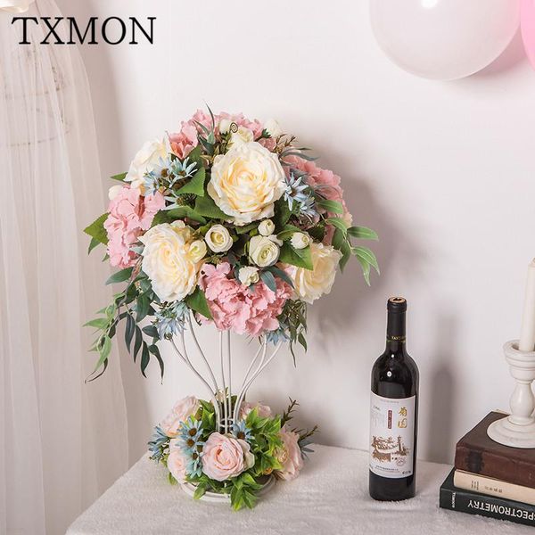 

wedding wrought iron flower road lead simulation silk flower wedding arrangement main table window decoration stage props