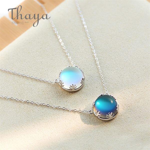 

thaya 55cm aurora pendant necklace halo crystal gemstone s925 silver scale light necklace for women elegant jewelry gift 201013