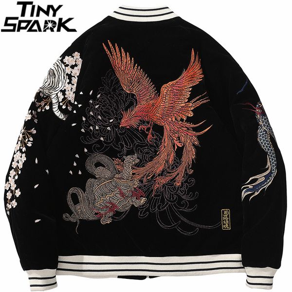 

streetwear jacket mens hip hop coat animals floral embroidery zipper cotton track outwear winter parkas kg-680, Black;brown