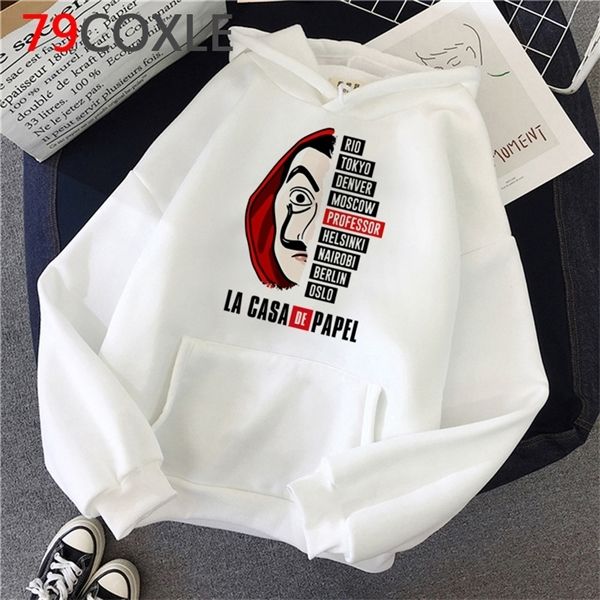

la casa de papel hoodies men cartoon money heist hooded house of paper kawaii anime cute bella ciao sweatshirt male c0929, Black