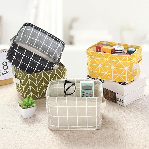

cloth deskstorage basket with handles nordic black cotton linen simple home sundries organizer frame finishing basket