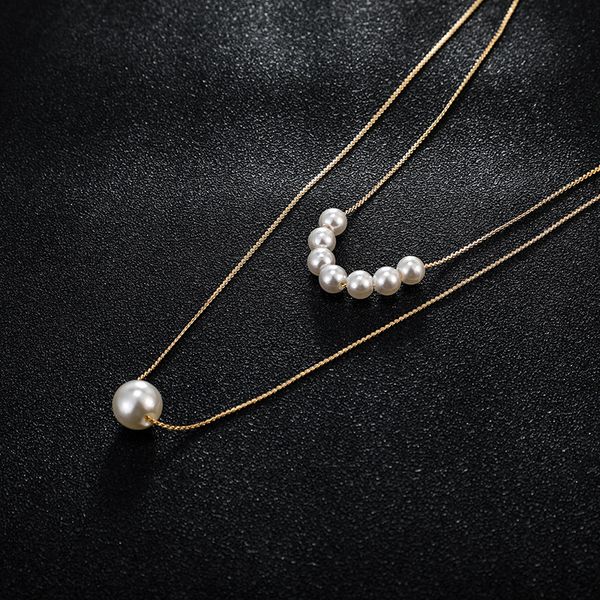 

очаровательная женщин двойной палубой pearl ожерелье элегантный дамы wedding ключицы цепи аксессуары партии способа подарка ювелирных издели, Silver
