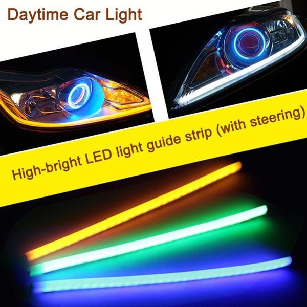 

car led guide strip ultra-thin daytime running two-color flow belt turn tear eye light headlights1