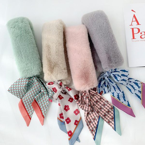 

shawls 2021 fashion soft women faux fur collar scarf plush neck warmer winter shawl wrap girl children muffler, Blue;gray