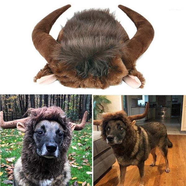 

large pet dog cattle mane wig hair christmas dog headgear costume fancy dress cosplay funny hat cap1