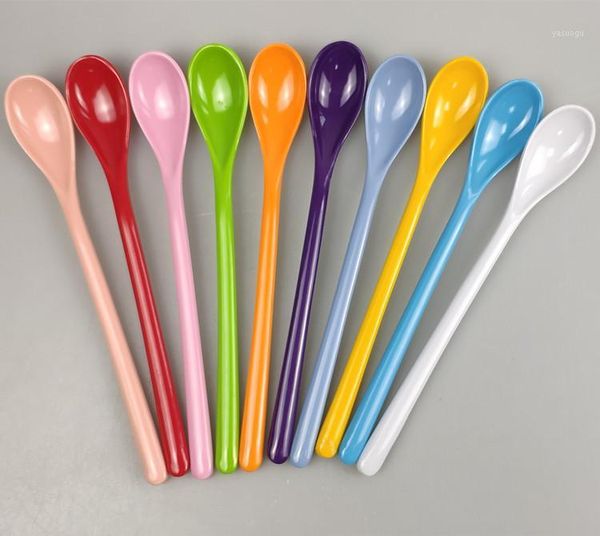 

color plastic long handle coffee spoon melamine stirring spoon tableware soup spoon1