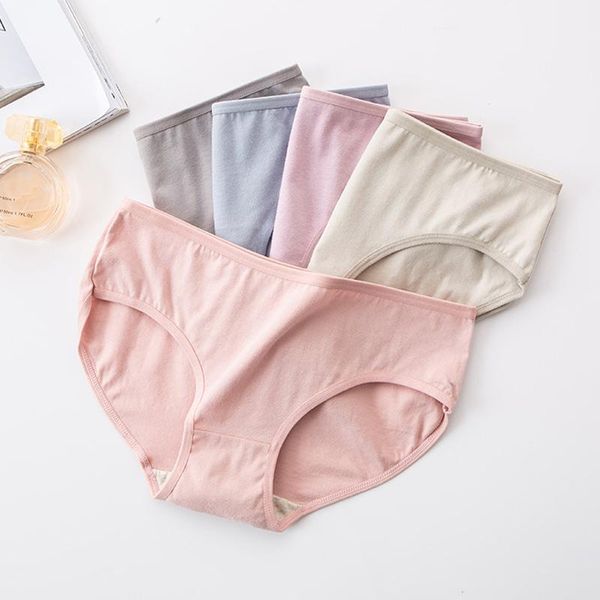 

5pcs women panties soft pure cotton comfort underwear low waist girls fashion solid breathable briefs ladies seamless intimate, Black;pink