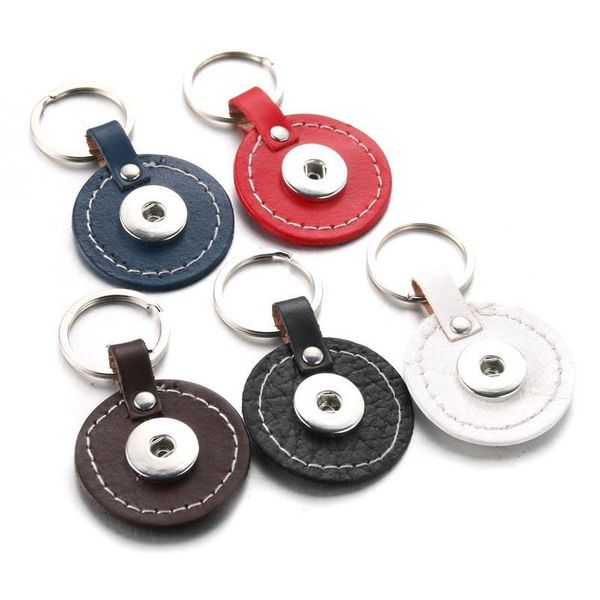 

5 colors round pu leather snap button keychain snap jewelry keyring fit diy 18mm snap button jewelry key cha qylkcy