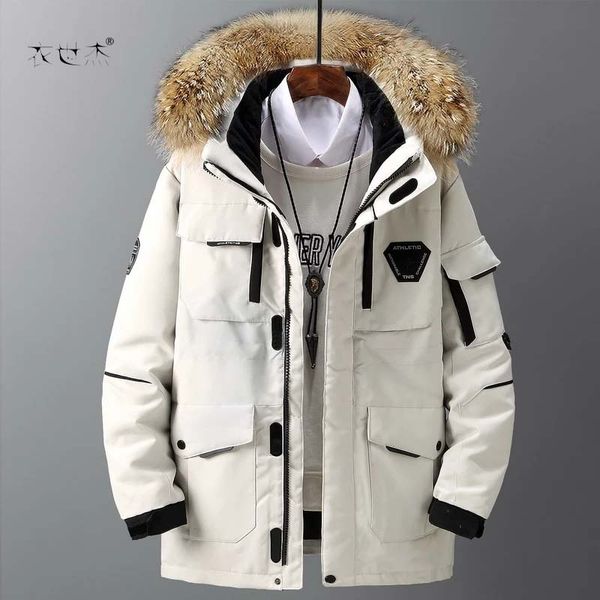 

thicken men's down jacket with big real fur collar warm parka -30 degrees men casual waterproof down winter coat size 3xl, Black;brown