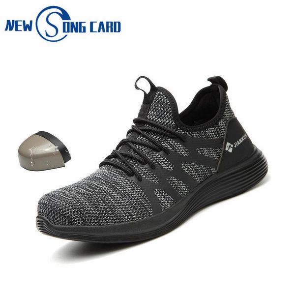 

men's indestructible safety shoes men's work shoes smash resistant steel toe cap boots construction safety boots work sneakers, Black