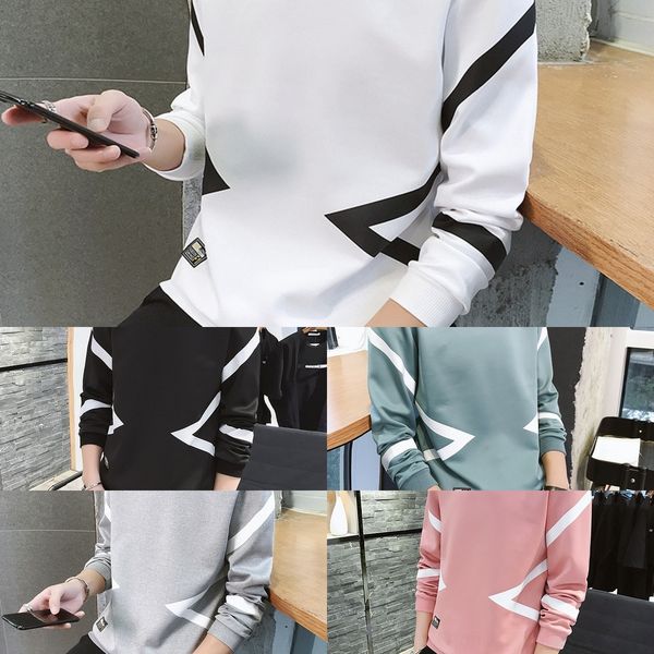 

vvbdz sweaterand winter pullover autumn sweaternew long-sleeved sweater men's trendy youth loose round neck casual printed pullover o, Black