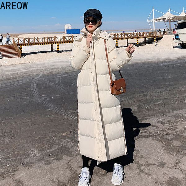

women coats and parkas autumn winter long x-long parkas beige black with hooded slim jackets winter womens 201120