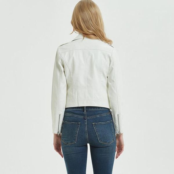 

2020 new arrival women autumn winter white black faux pu leather jackets slim basic short soft coat motorcycle jacket female1