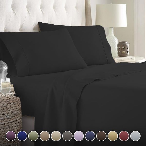 

bedding sets 3/4 pieces deep pocket bed sheet set el luxury linens flat sheet+fitted sheet+pillowcase /king size soft