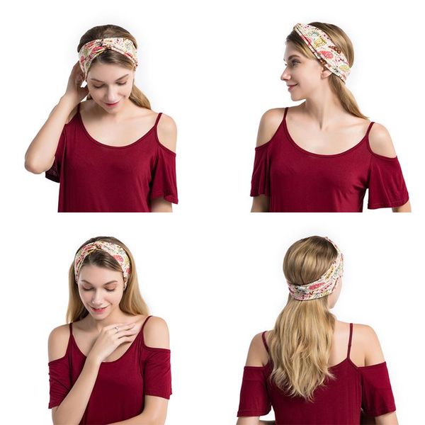 

boho женская печать эластичные волосы для волос спортивные повязки йога тюрбан крест навязчивые повязки девочек, аксессуары для волос для во