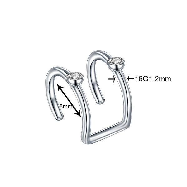 

3pairs stainless steel clip on wrap earring tragus 2 rings ear cuff clip nose ring fake piercing body jewelry earring for q bbyesp, Silver