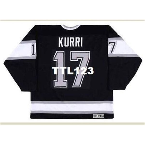 

421 #17 jari kurri los angeles kings 1993 ccm vintage away hockey jersey or custom any name or number retro jersey, Black