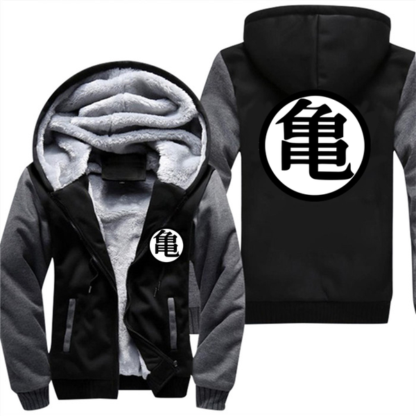 

winter jackets sweatshirt men z dbz logo super saiyan goku anime fleece hoody mens sportswear harajuku jacket, Black