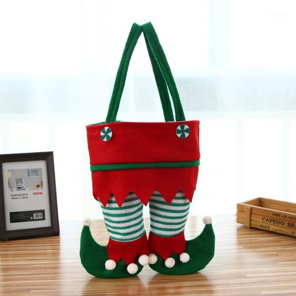 

christmas decorations candy bag fahion santa claus snowmen boots stripe storage children cloth gift saco de presente1