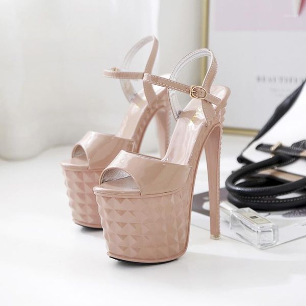 

peep toe fish mouth waterproof platform ladies sandals stiletto 2021 new high heels model nightclub elegant women's shoes1, Black