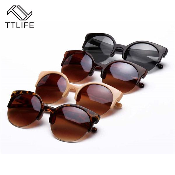 

retro semi sunglasses men women brand designer round half frame mirror lens sun glasses oculos de sol eyewear