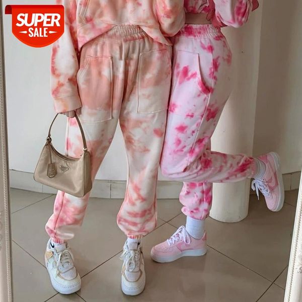 

tie dye print casual womens jogger sweatpants high waist running harem pants female pockets hip hop streetwear trousers #bx8m, Black;white