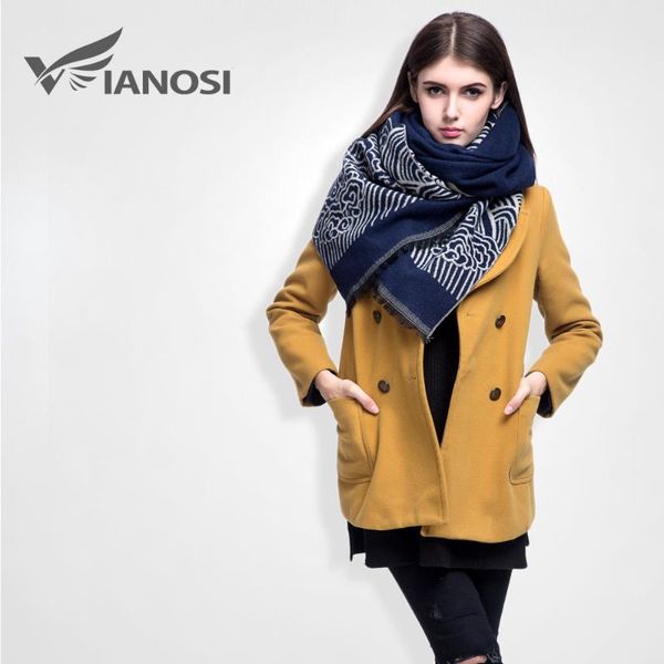 

scarves [vianosi] 2021 fashion winter scarf women shawl printed cashmere female thicken vs007, Blue;gray