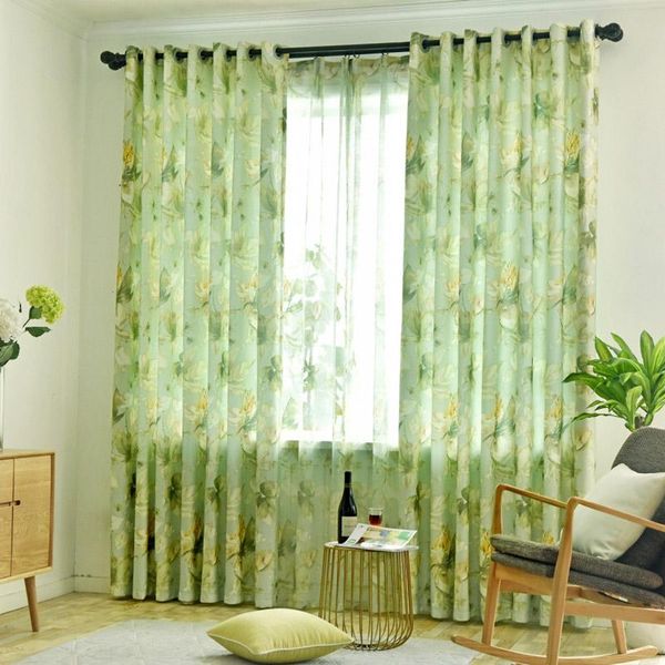 

curtain & drapes semi shading green curtains for living room bedroom window salon voile flowers printed balcony rideau de tulle 338&c