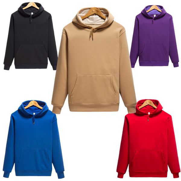 

e-baihui 2020 autumn and winter men's hooded pullover cotton sweatshirt, plus velvet thick loose large size casual shirt w-0001, Black