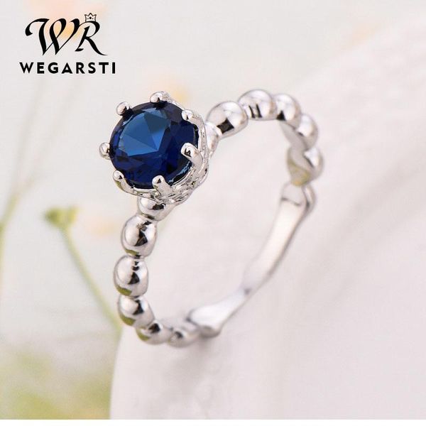 

wegarsti genuine blue z ring 925 sterling silver rings for women halo engagement ring silver 925 gemstones jewelry, Golden;silver