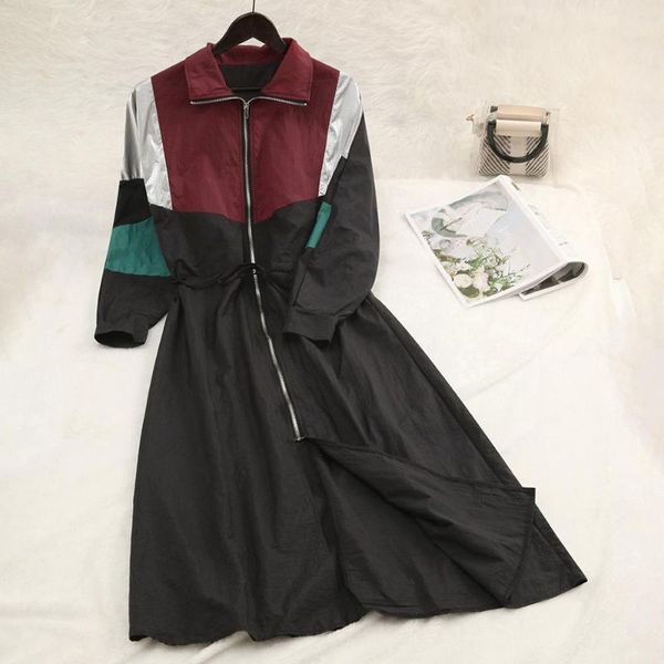 

trench coat women spring summer casual cool waterproof sunscreen snordic long coat kaban ropa mujer kurtka manteau casaco giacca1, Tan;black