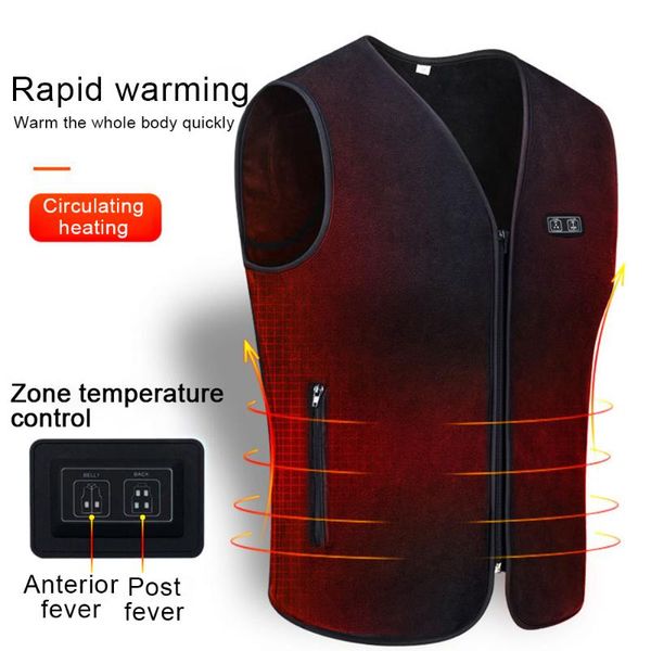 

men women temperature adjustable adults electric heated vest golf autumn winter usb rechargeable washable warm pain relief soft, Gray;blue