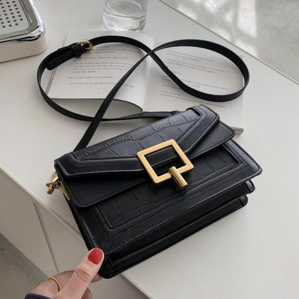 

stone pattern square crossbody bag 2020 new quality pu leather women's designer handbag contrast color shoulder messenger bag