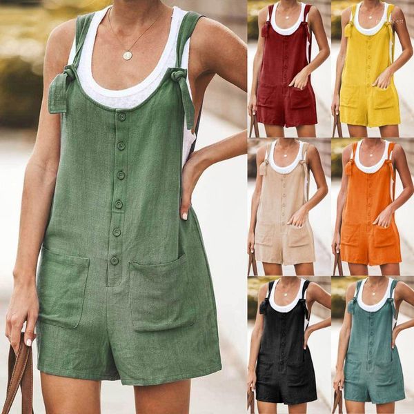

jumsuits women boho playsuit button pocket short jumpsuit summer linen vintage shif spaghetti -strap rompers street jumpsuit1, Black;white