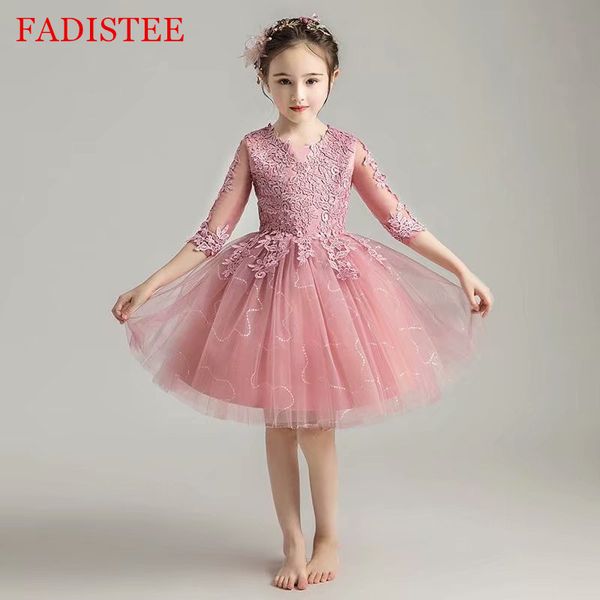 

fadistee lace pretty flower girl dresses vestidos lace baby girl infant dress kids formal wear girls dress knee-length, White;blue