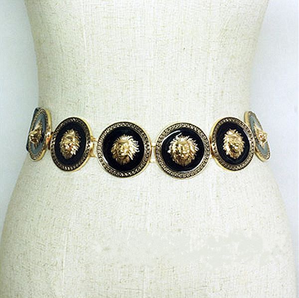 

wholesale- europe fashion personality metal decoration elastic belts female punk runway waistband dress girdle accessories, Black;brown