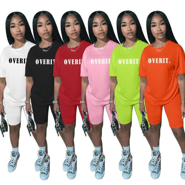 

2 piece sets womens outfis tracksuit female t-shirt and biker shorts set casual sportswear fitness set summer clothes 20201, White